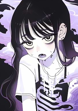 Anime Vampire Girl with Skeleton Shirt