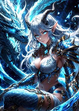 Fantasy Warrior with Dragon Companion