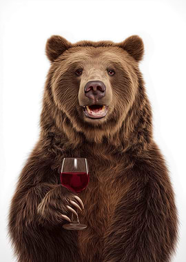 Bear with Wine Glass