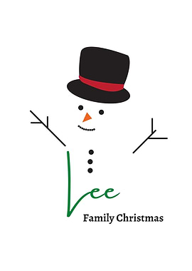 Minimalist Snowman Family Christmas Design