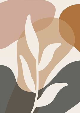 Abstract Botanical Art in Earth Tones