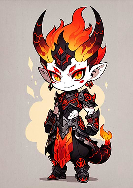 Chibi Fire Demon Character Illustration