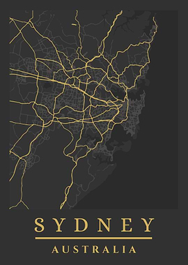 Sydney Australia Map Art