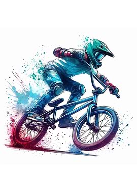 BMX Rider Watercolor Illustration