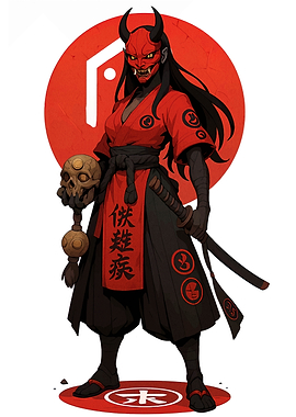 Oni Warrior with Skull and Katana