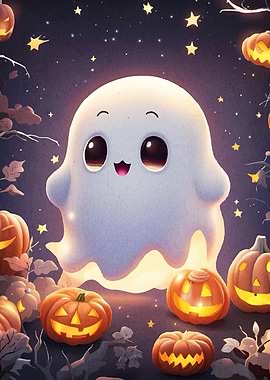 Ghost Pumpkins Halloween Night