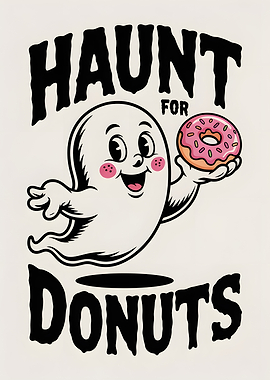 Haunt for Donuts Cartoon Ghost
