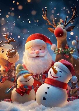 Festive Christmas Scene Santa