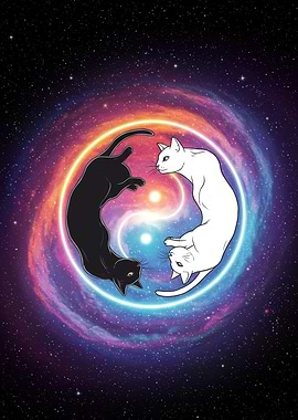 Yin Yang Cats in Space