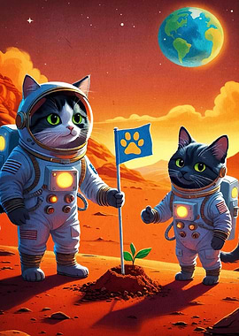 Cats Space Suits Mars