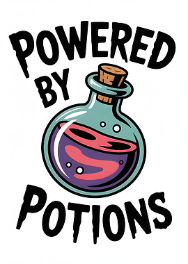Powered by Potions Cartoon Illustration