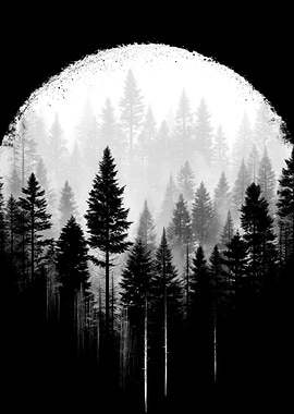 Monochrome Forest in Circle