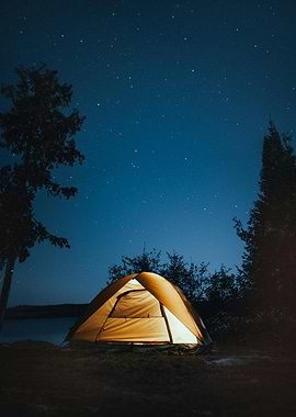 Camping Under the Stars at Night