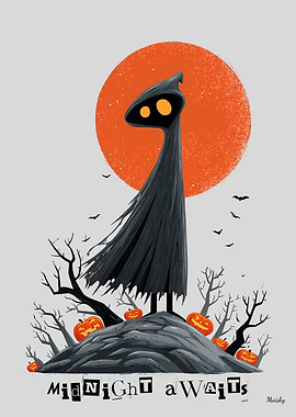 Midnight Awaits — Spooky Cloaked Figure Art