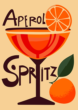 Aperol Spritz Cocktail Illustration