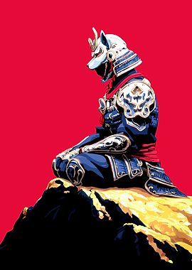 Samurai Warrior with Wolf Mask