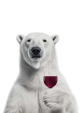 Polar Bear with Wine Glass
