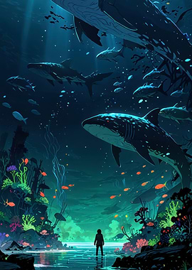 Underwater Adventure with Sharks and Fish