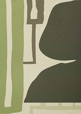 Abstract Shapes in Green and Beige