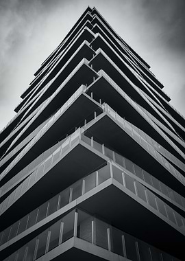 Modern Building Architecture in Black and White