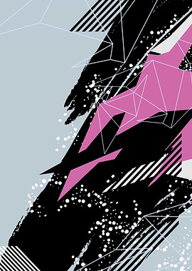 Abstract Geometric Design with Pink Accents on Grunge Background