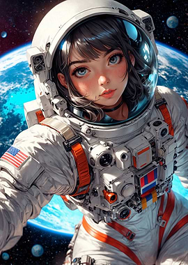 Anime Astronaut Girl in Space Suit