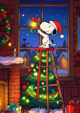 Snoopy Decorating Christmas Tree