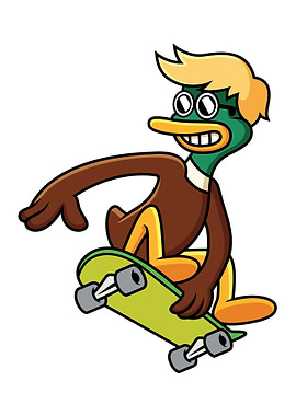 Cartoon Duck Skateboarder