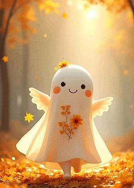 Cute Ghost Autumn Leaves