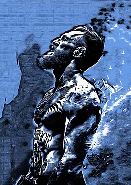 Conor McGregor Portrait in Blue Tones