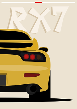 Yellow RX7 Car Minimalist Art