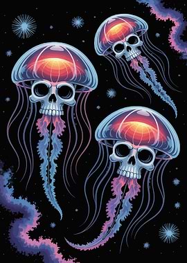 Skull Jellyfish in Space