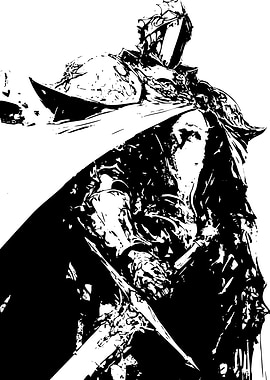 Monochrome Knight Illustration