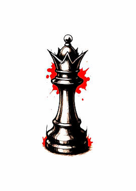 Chess Queen with Red Splatter