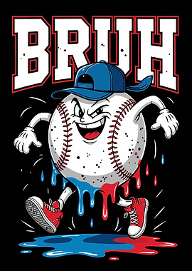Bruh Baseball Cartoon Character