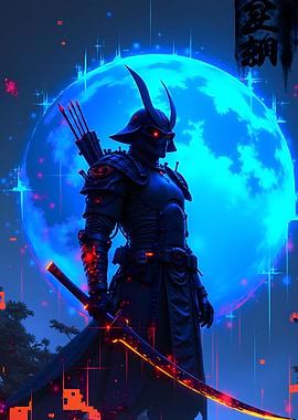 Cyberpunk Samurai with Glowing Sword