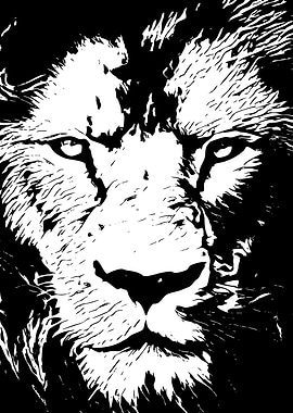 Lion Portrait in Black and White