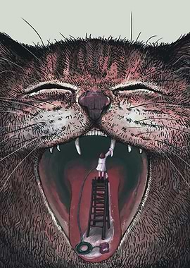 Cat's Mouth Cleaning Illustration