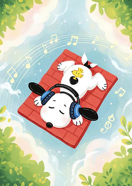 Snoopy Listening to Music