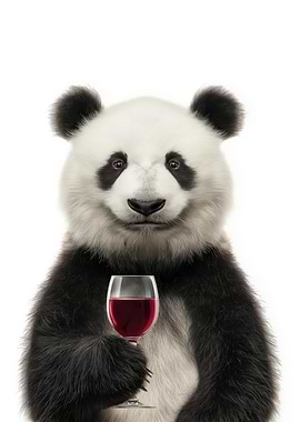 Panda with Wine Glass