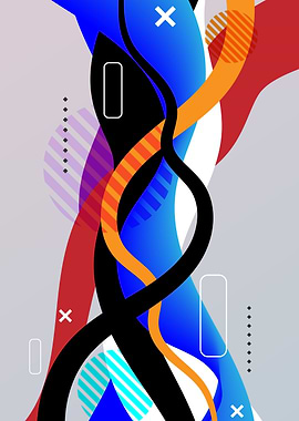 Abstract Colorful Geometric Shapes Composition