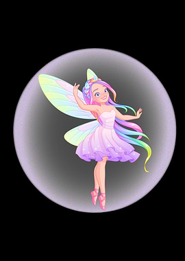 Cartoon Fairy with Rainbow Hair