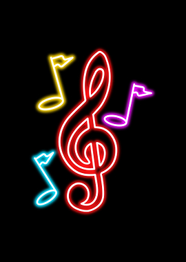 Neon Music Notes