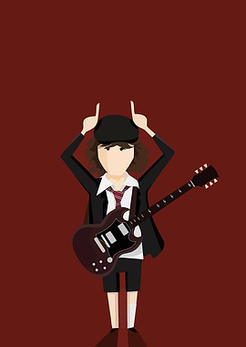 AC/DC Angus Young Minimalist Illustration