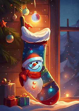 Festive Christmas Stocking Snowman