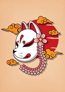 Fox Mask with Cherry Blossom