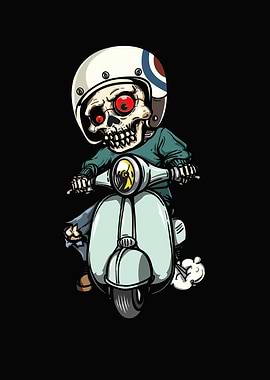 Skeleton Rider on Scooter Illustration