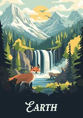 Earth Board Game Inspired Illustration Poster