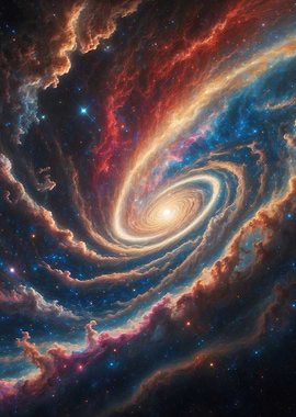 Spiral Nebula Vortex — Colorful Cosmic Galaxy Illustration