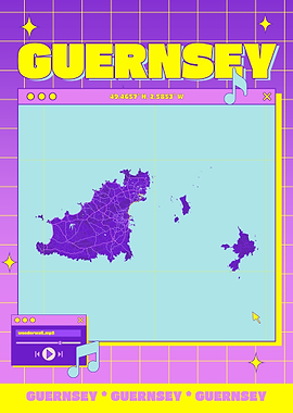 Guernsey Map Retro Aesthetic